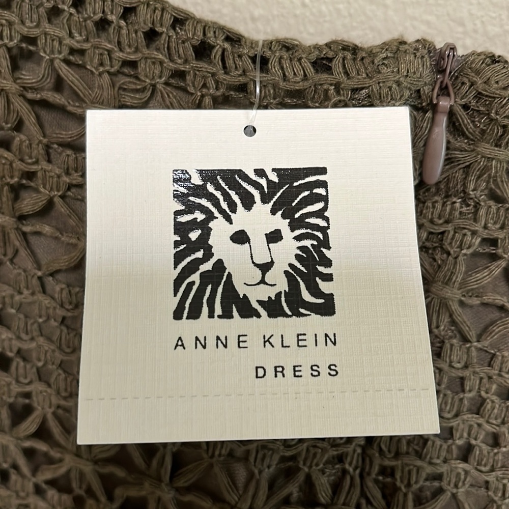NWT!  Anne Klein Army Green Crochet Dress - Picture 9 of 14